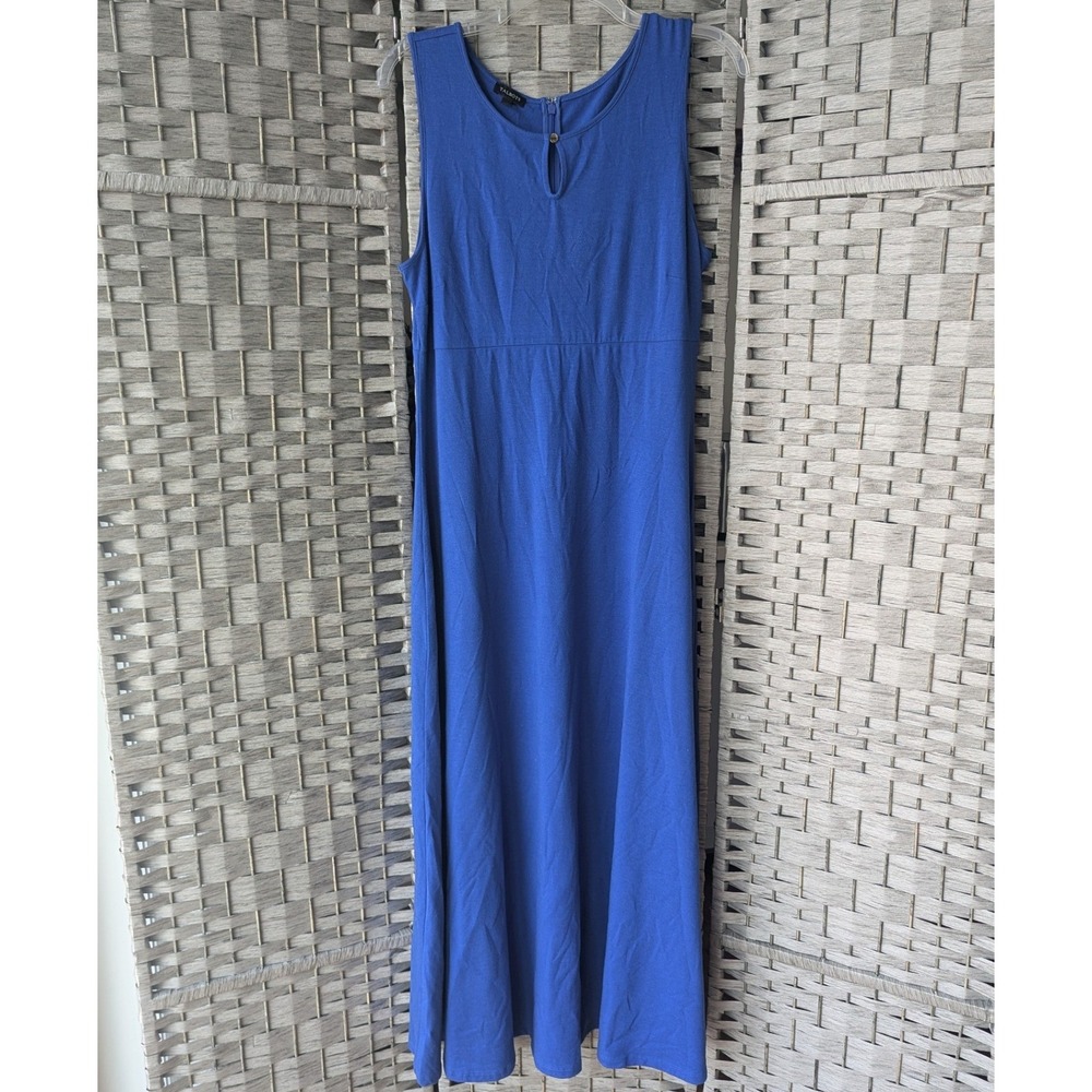 Talbots‎ Maxi Dress Cobalt Blue Sleeveless Keyhole Empire Waist M Stretch Casual
